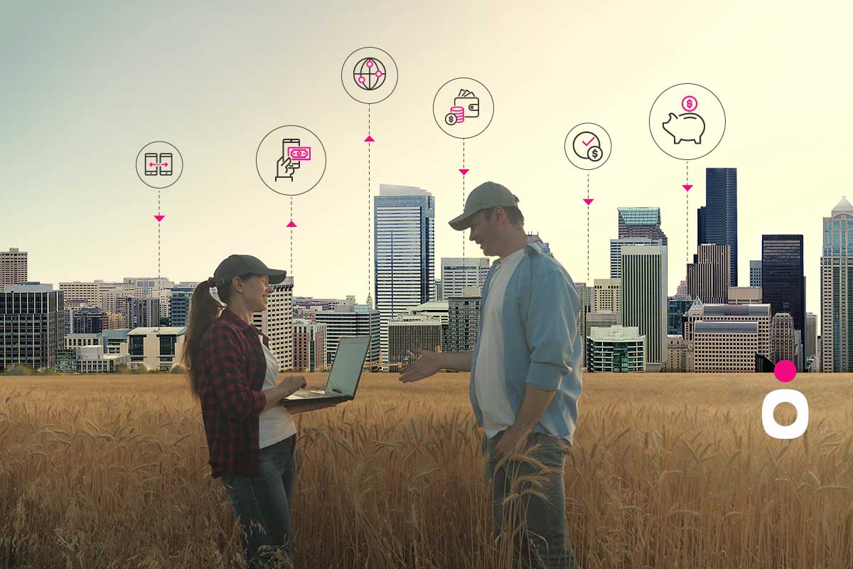 Representación de la conexión entre datos y servicios financieros en áreas rurales a través de la capilaridad bancaria.